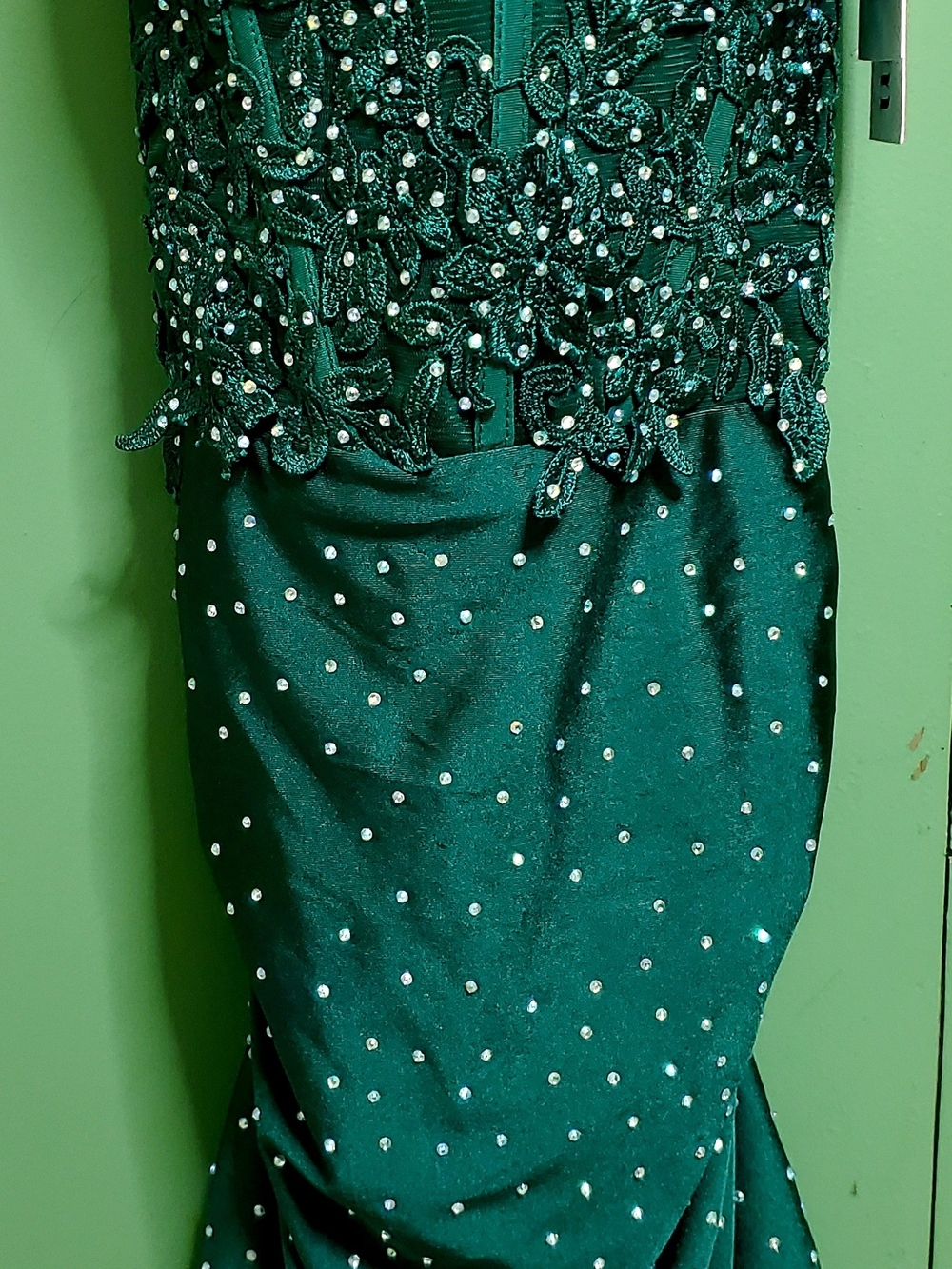 Beaded Emerald Green Short Corset Prom Gown